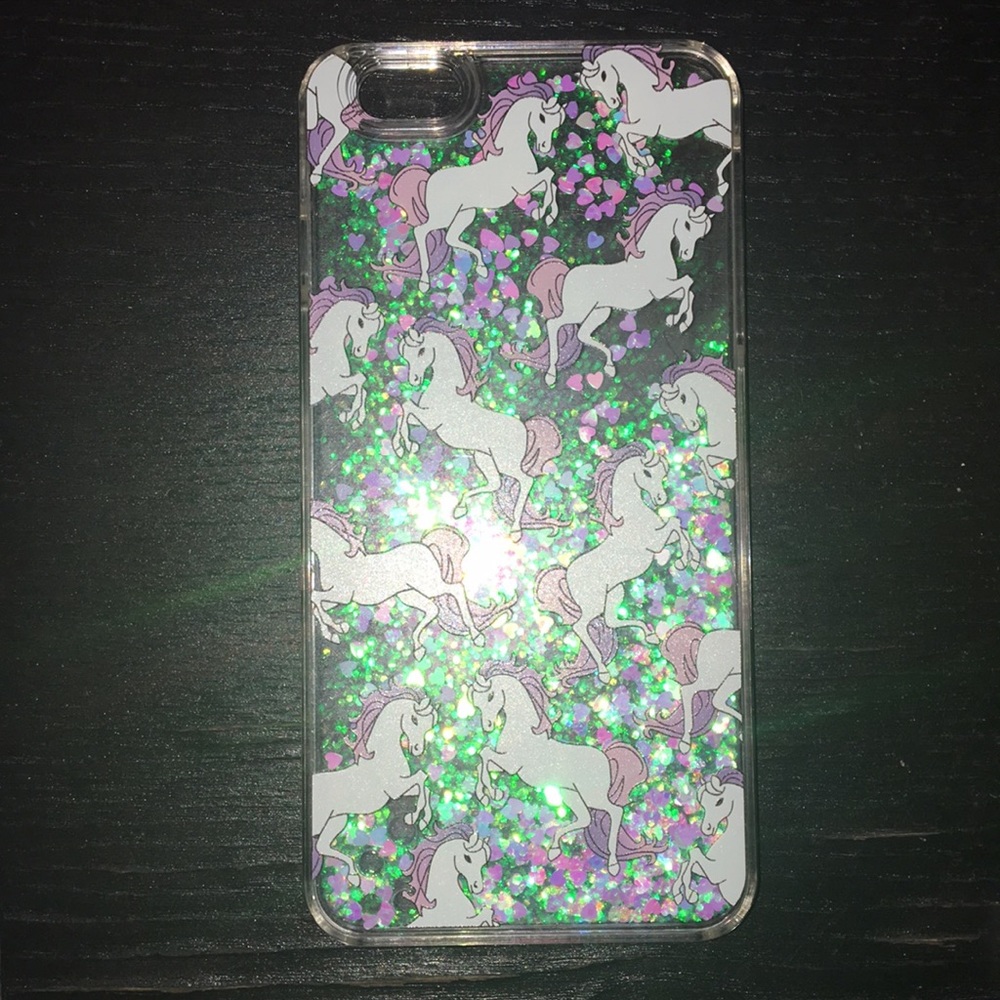 iPhone 8 Plus Phone Case with Unicorns and Glitter